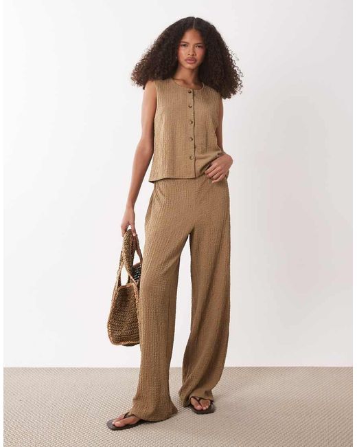 Jdy Brown Textured Waistcoat Co-ord