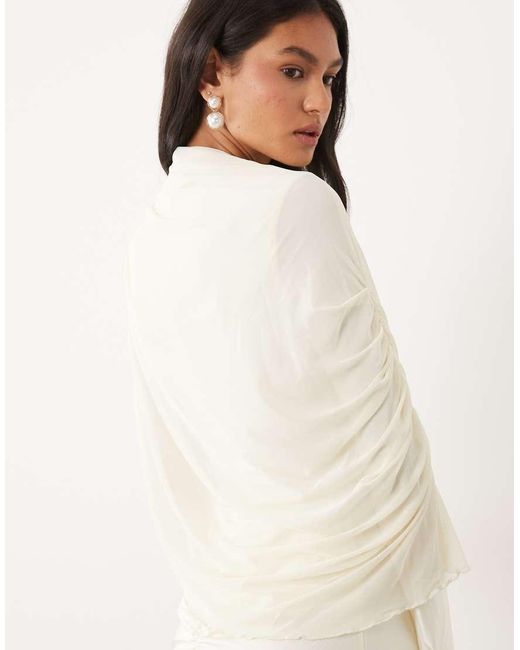 JW PEI Natural Mesh High Neck Shawl Detail Maxi Dress