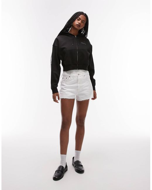 Tommy Hilfiger Black Boxy Zip Through Hoodie