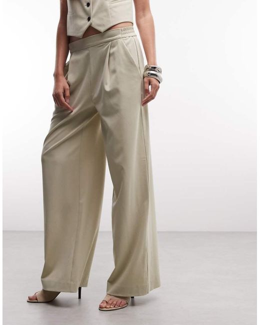 AllSaints White Aleida Co-ord Tailored Pleated Wide Leg Trousers