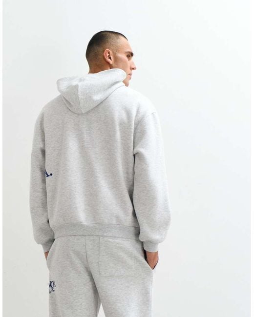 ASOS Gray Oversized Polycotton Hoodie With Pigment Print for men