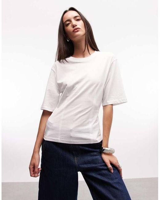 Monki White Cinched Waist Top