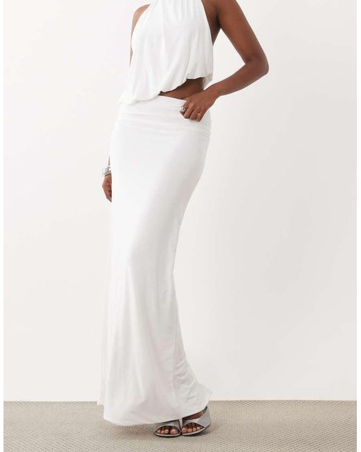 Missy Empire White Missy Empire Slinky Column Maxi Skirt