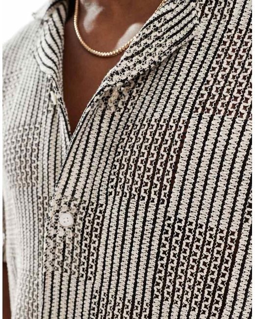 Camicia A Maniche Corte All'Uncinetto Patchwork Misto di Hollister in Gray da Uomo