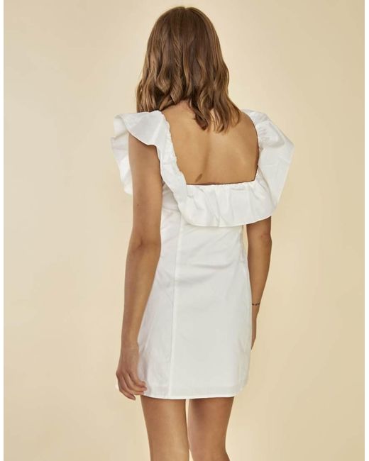 Glamorous Natural Ruffle Square Neck Mini Dress