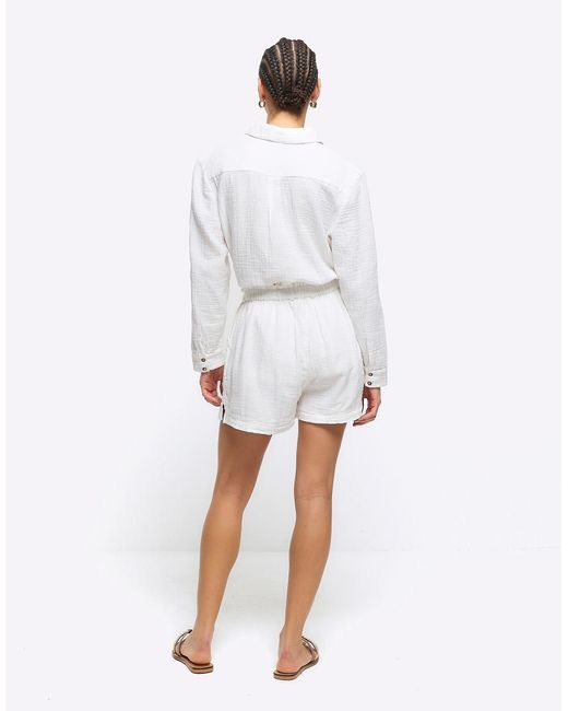 River Island White Co-Ord Linen Short