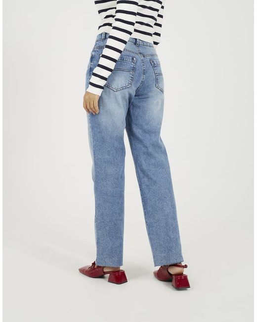 Brave Soul Blue Mid Rise Straight Leg Jeans