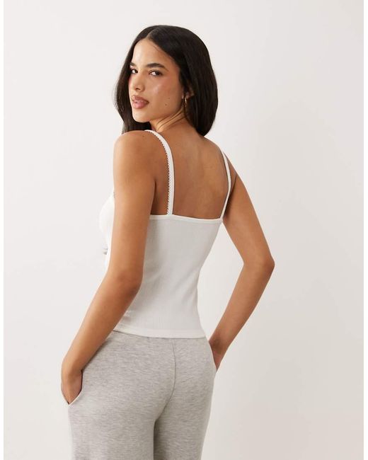 ASOS White 2 Pack Pointelle Pyjama Cami Top With Rosebud Trim