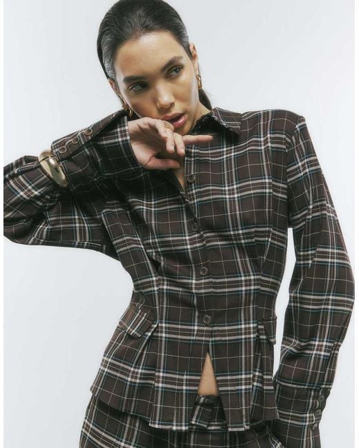 River Island Black Check Fitted Tailored Shirt
