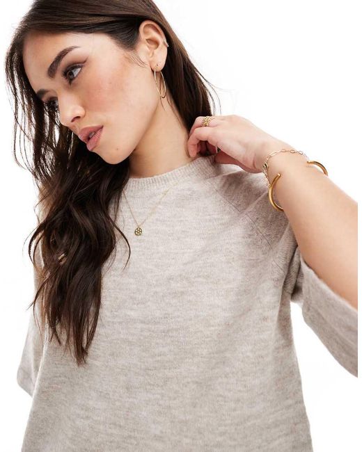 ONLY Gray Boxy Knitted T-shirt
