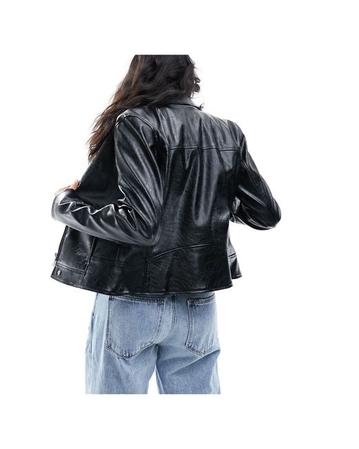 Pull&Bear Black Dad Style Faux Leather Jacket