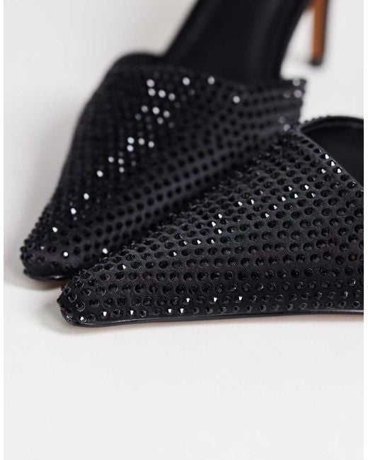 TOPSHOP Blue Avery Embellished Pointed Mule Mid Court