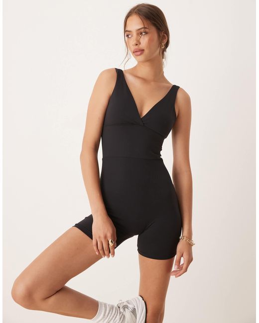 Tala Black Dayflex Built-in Support V Neck Unitard