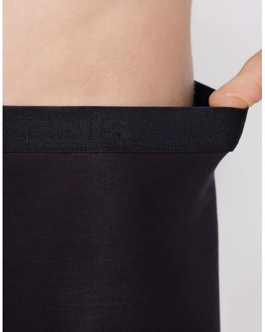 Tezenis Black Stretch Viscose Boxers With Logo Elastic for men