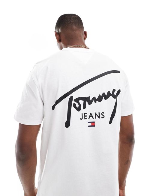 Tommy Hilfiger Regular Signature Back Print T Shirt in White for Men Lyst UK