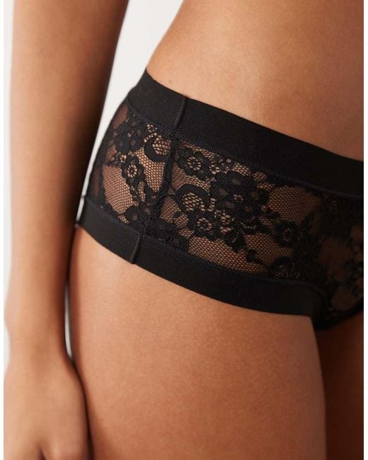 ASOS Black Morgana Lace Hipster Briefs With Microfibre Edge