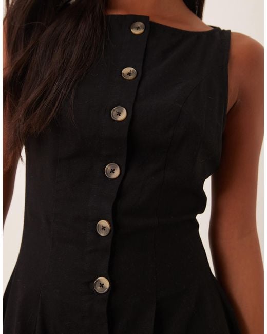 ASOS Black Asos Design Petite Slash Neck Button Down Waistcoat Midi Dress