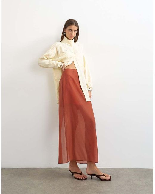 TOPSHOP White Co-ord Organza Column Maxi Skirt