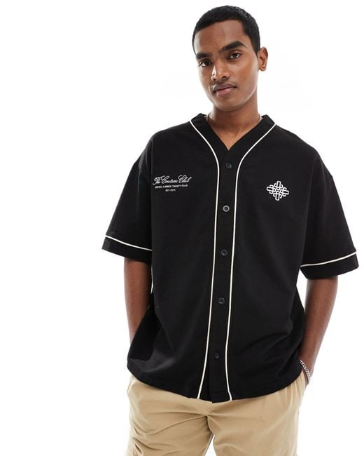 The Couture Club Black Baseball Jersey Shirt for men