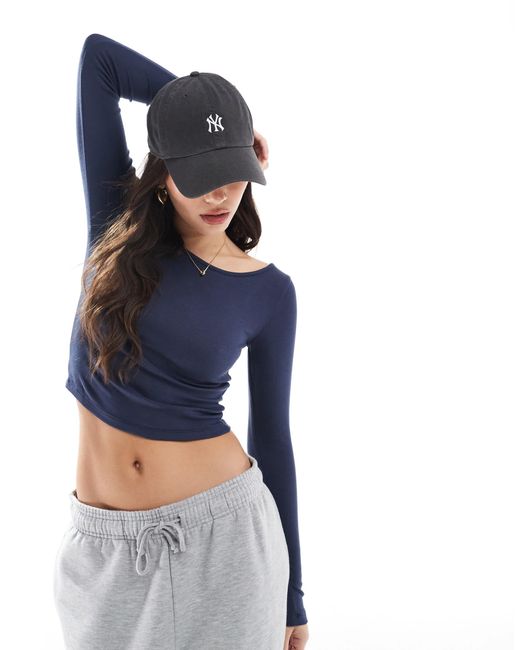 Stradivarius Blue Str Slash Neck Top