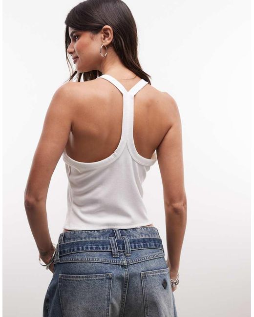 True Religion White Classic Logo Racerback Tank Top