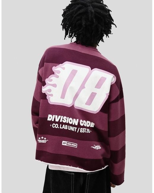 Bershka Purple Printed Plush Sweatshirt for men