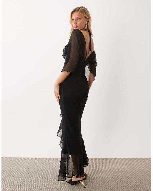 ASOS Black Shoulder Skim Bias Hi-low Hem Maxi Dress