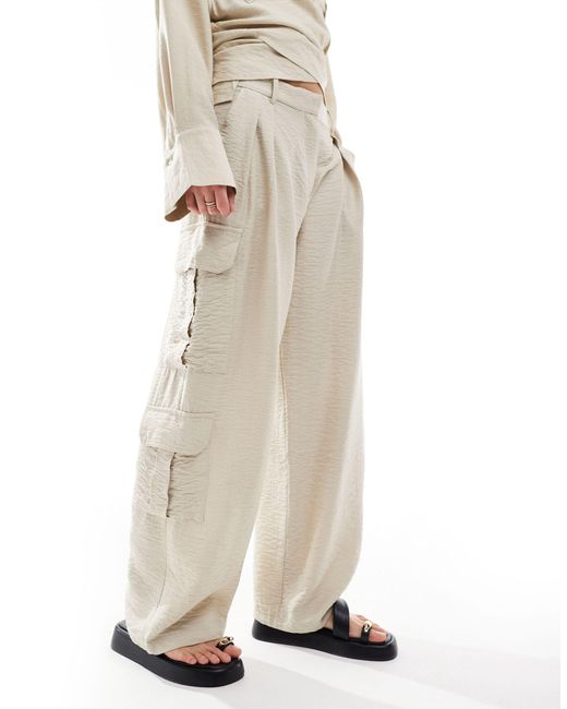 Pantalon coupe droite décontractée d'ensemble - beige Mango en coloris White