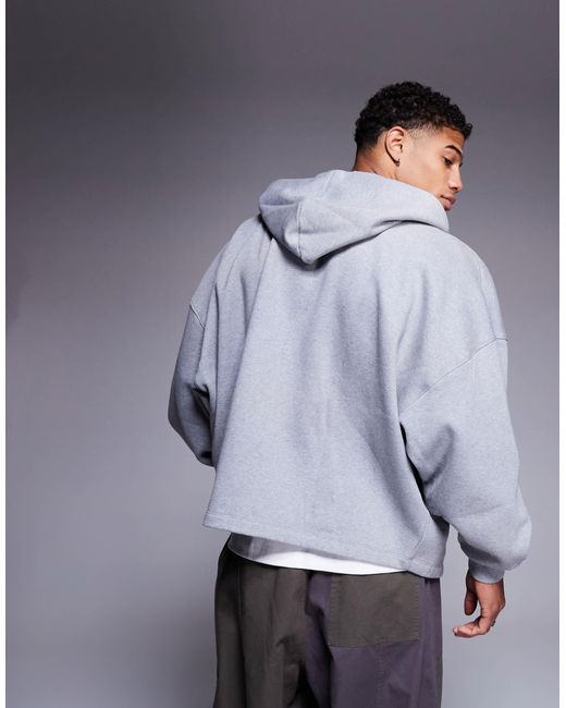 ASOS Blue Premium Heavyweight Extreme Oversized Zip Through Hoodie With Fixed Hem for men