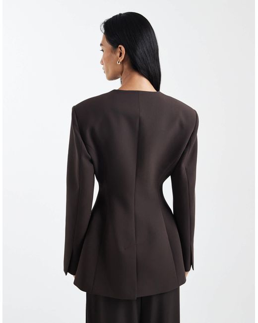 ASOS Black High Break Point Collarless Blazer