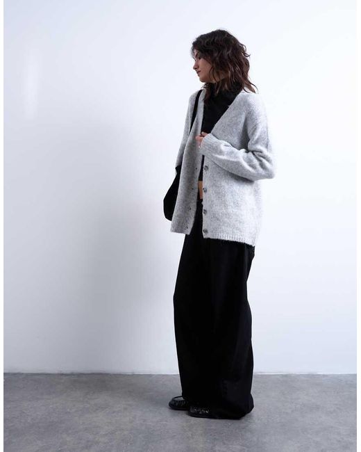 TOPSHOP White Knitted Longline Easy Cardigan