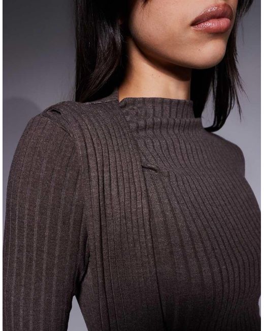 ASOS Purple Long Sleeve Scarf Detail Maxi Dress
