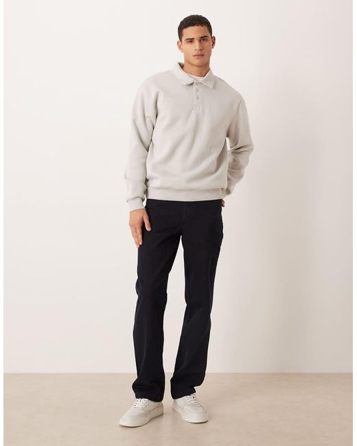 ASOS White Relaxed Polo Neck Sweatshirt With for men