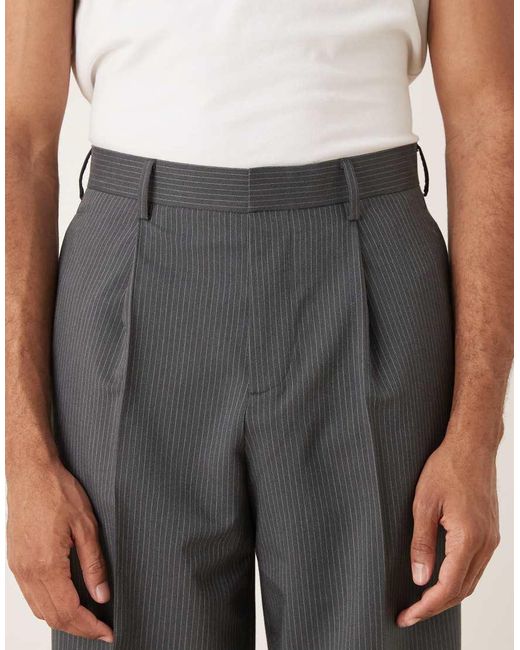 ASOS Gray Wide Leg Trousers for men