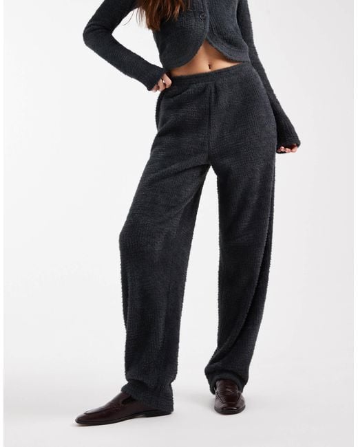 ASOS Black Co-Ord Textured Fluffy Barrel Leg Trouser