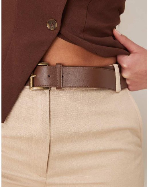 ASOS Brown Tall Tailored Slim Straight Trousers With Belt