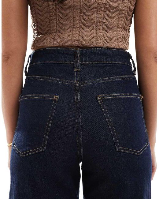 ONLY Blue Hope High Waist Wide Leg Jeans With Front Seam Detail