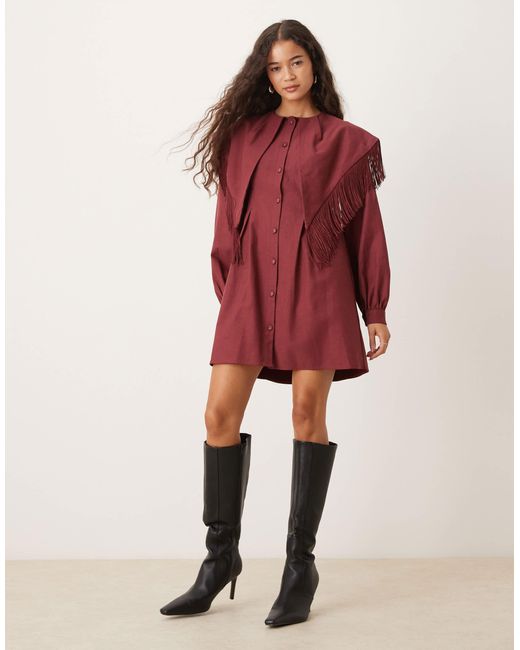Frankie - robe courte à franges Ghospell en coloris Red