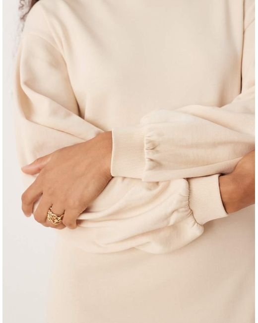 ASOS Natural Cotton Balloon Sleeve Midi Sweat Dress