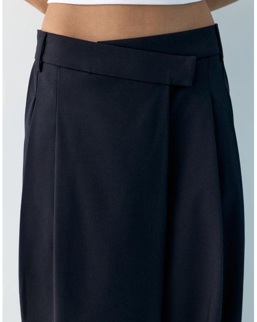 Pull&Bear Blue Cross-over Waist Smart Trousers