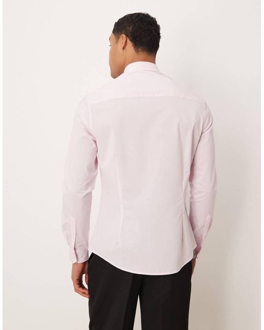 ASOS White Slim Fit Smart Shirt With Texture for men