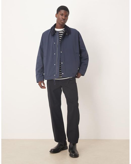 ASOS Blue Harrington Jacket With Cord Collar for men