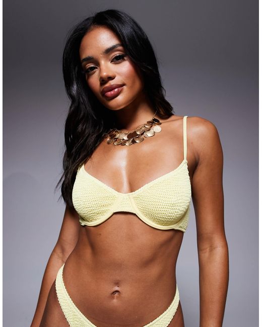 Moda Minx Yellow Scrunch Scoop Bikini Top