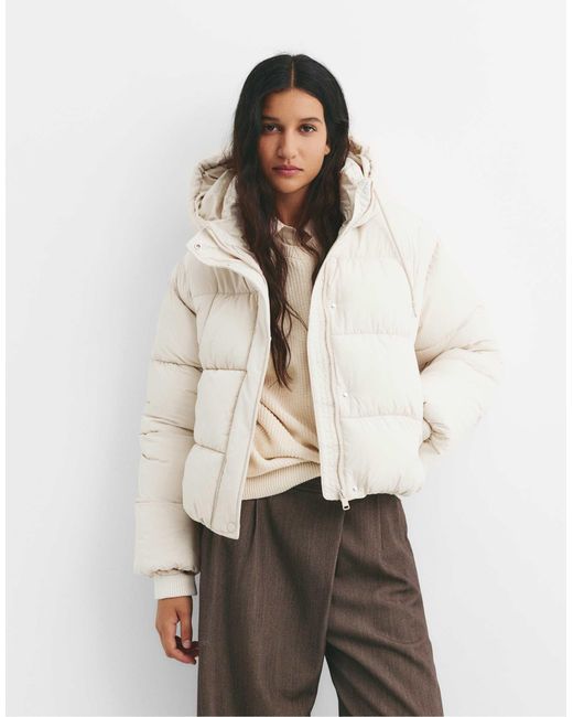 Pull&Bear Natural – kurze steppjacke