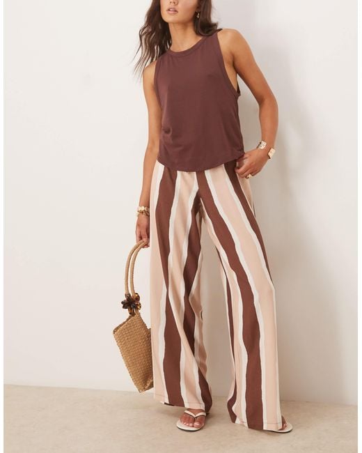 ASOS Brown Linen Blend Pull On Trouser