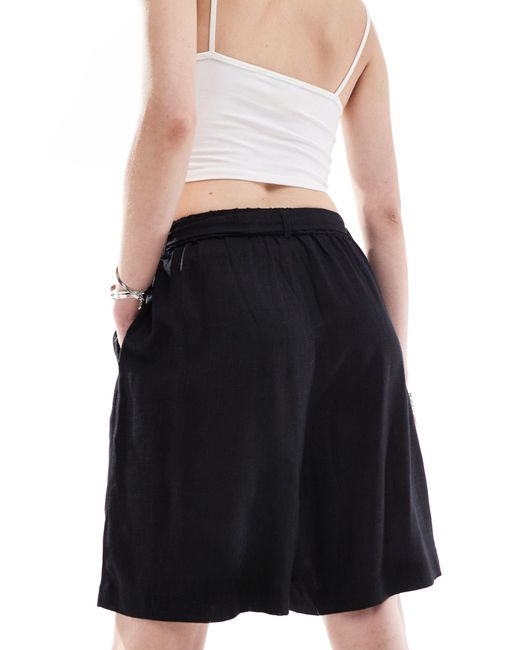 SELECTED Black Gulia High Waist Linen Blend Shorts Co-ord