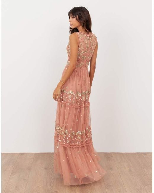 Maya Pink Embellished Sleeveless Maxi Dress
