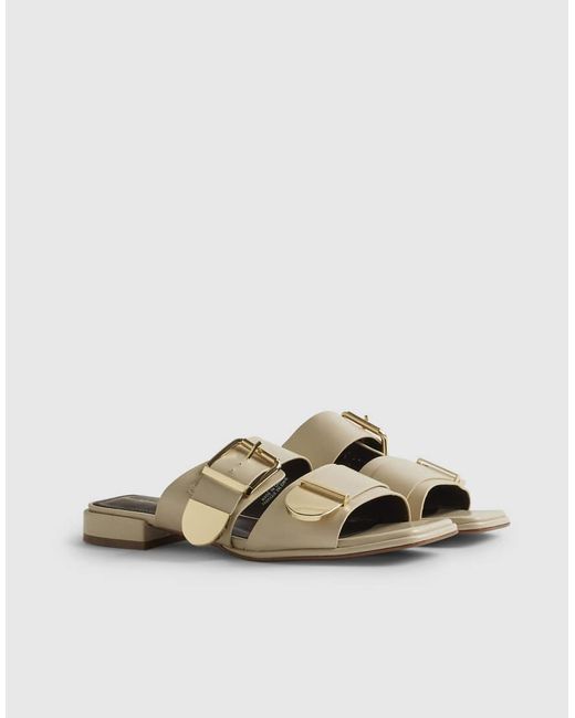 River Island White Buckled Flat Sandals