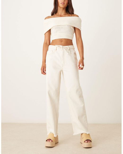 ASOS Natural Wide Leg Dad Jean With Belt