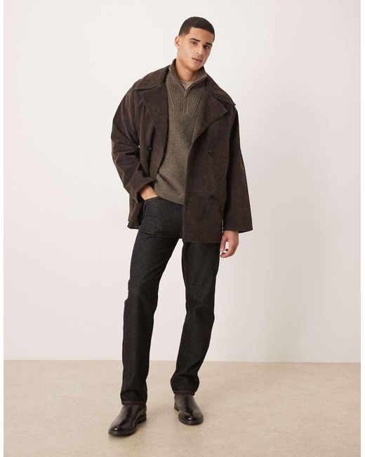 ASOS Brown Extreme Oversized Mid Length Jacket for men